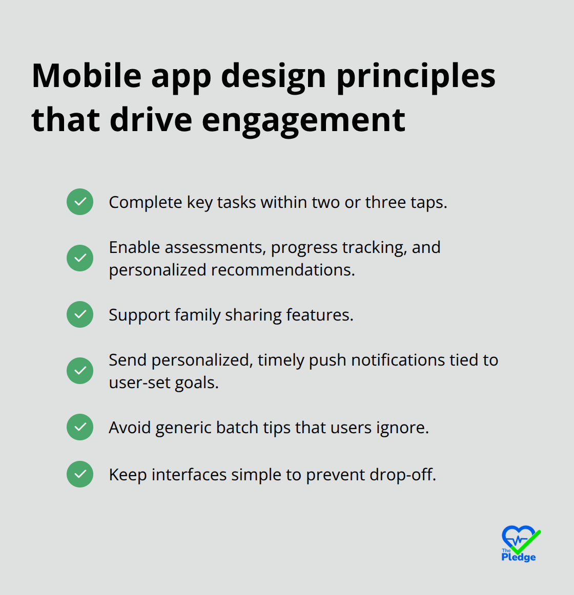 Checklist of simple, fast, and personalized mobile app features for wellness engagement. - comprehensive wellness engagement